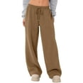 thumbnail image 2 of Wide Leg Sweatpants for Women Baggy Low Waist Pants Warm Casual Drawstring Athletic Lounge Wear 2026 Khaki XL, 2 of 6