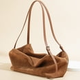 thumbnail image 4 of Suede Cow Leather Hobo Bag, Soft Slouch Shoulder Handbag, 13.78x5.91x7.87inch, 4 of 7