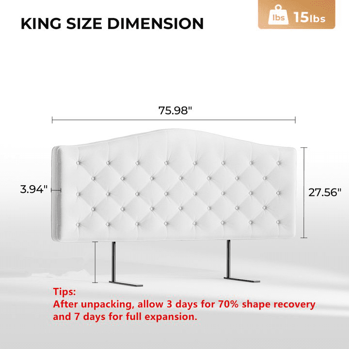 Patbrela Tufted Upholstered Head-Board King Size with 4" Thickened High-Density Sponge, Luxury Button-Tufted King Head-Board Only, Adjustable Height Headboard, Easy Set-up, Beige