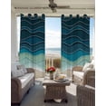 thumbnail image 2 of Abstract Blackout Curtains for Bedroom Living Room, Water Duck Green Brown Gradient Ocean Waves 72 In Long Thermal Insulated Room Darkening Drapes Grommet Window Treatments, 52 x 72 In, 2 of 9