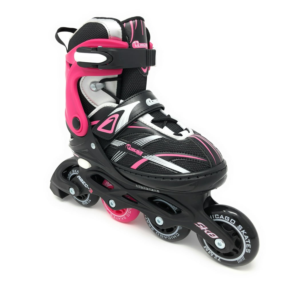 Chicago Skates Girls Five Size Adjustable Inline Skates Black/Pink
