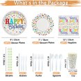 thumbnail image 2 of Rainbow Party Supplies - Birthday Banner, Colorful Mini Polka Dot Paper Plates, Napkins, Cups, Tablecloth, Knives, Fork, Spoon and Straws for Kid Adult Party Decorations, Serves 20 Guests, 2 of 7