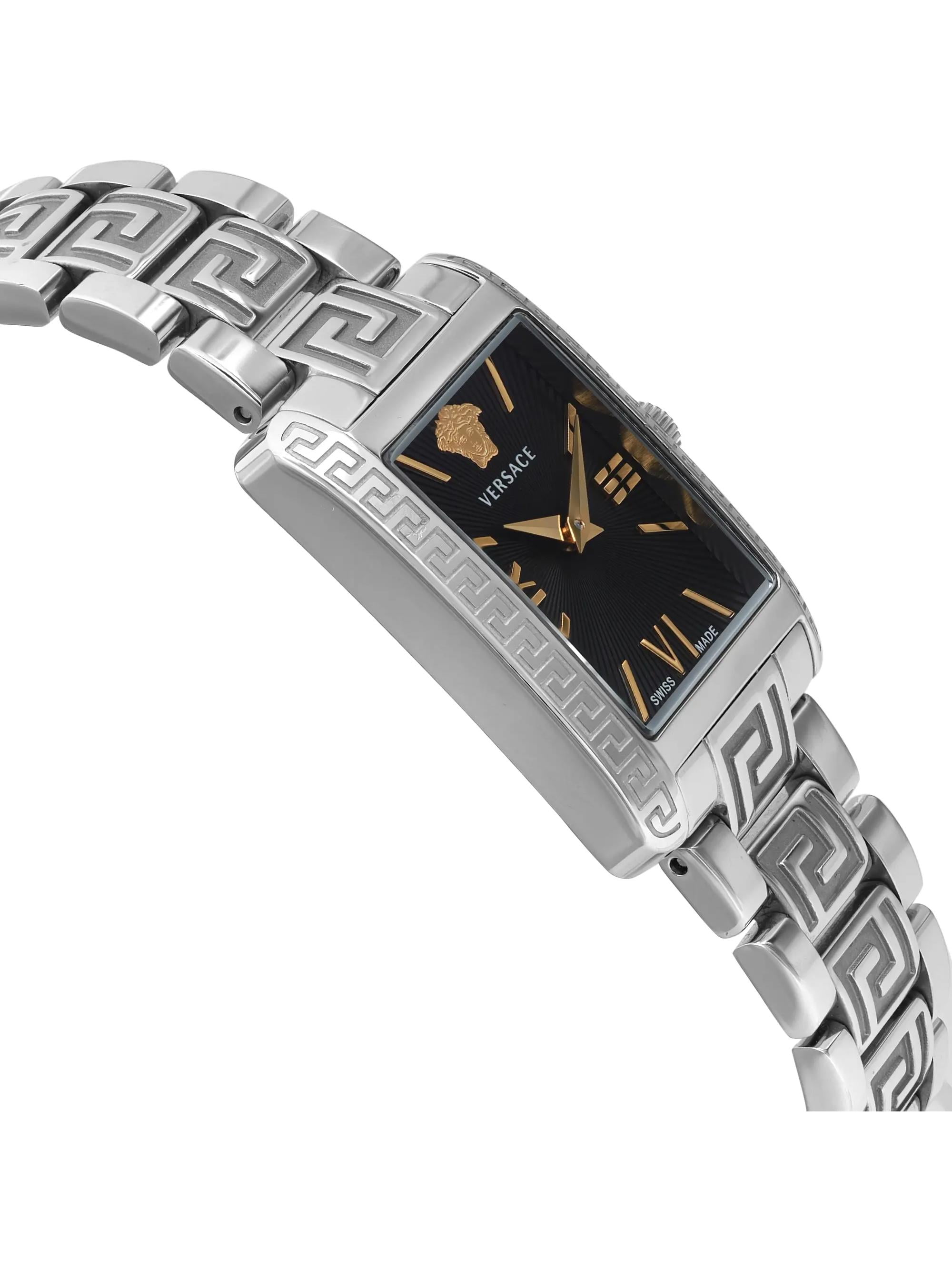 Versace Tonneau 23mm Steel Black Dial Quartz Ladies Watch
