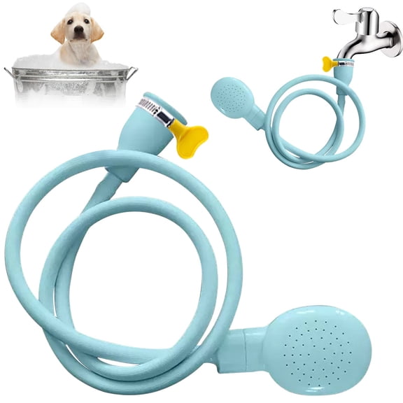 Pet Shower Attachment Kit with Handheld Sprayer, Clamp On Bathtub Faucet Connector, Dog Grooming Rinse Tool for Home Pet Bathing, 51 in Hose, 1 Sprayer Hose   1 Clamp, by Preplabs