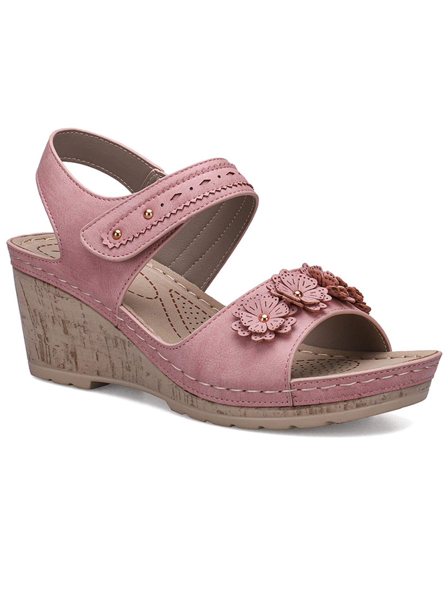2019 Ladies Peep toe Wedge Platform High heel Floral Slippers Sandals shoes Size 