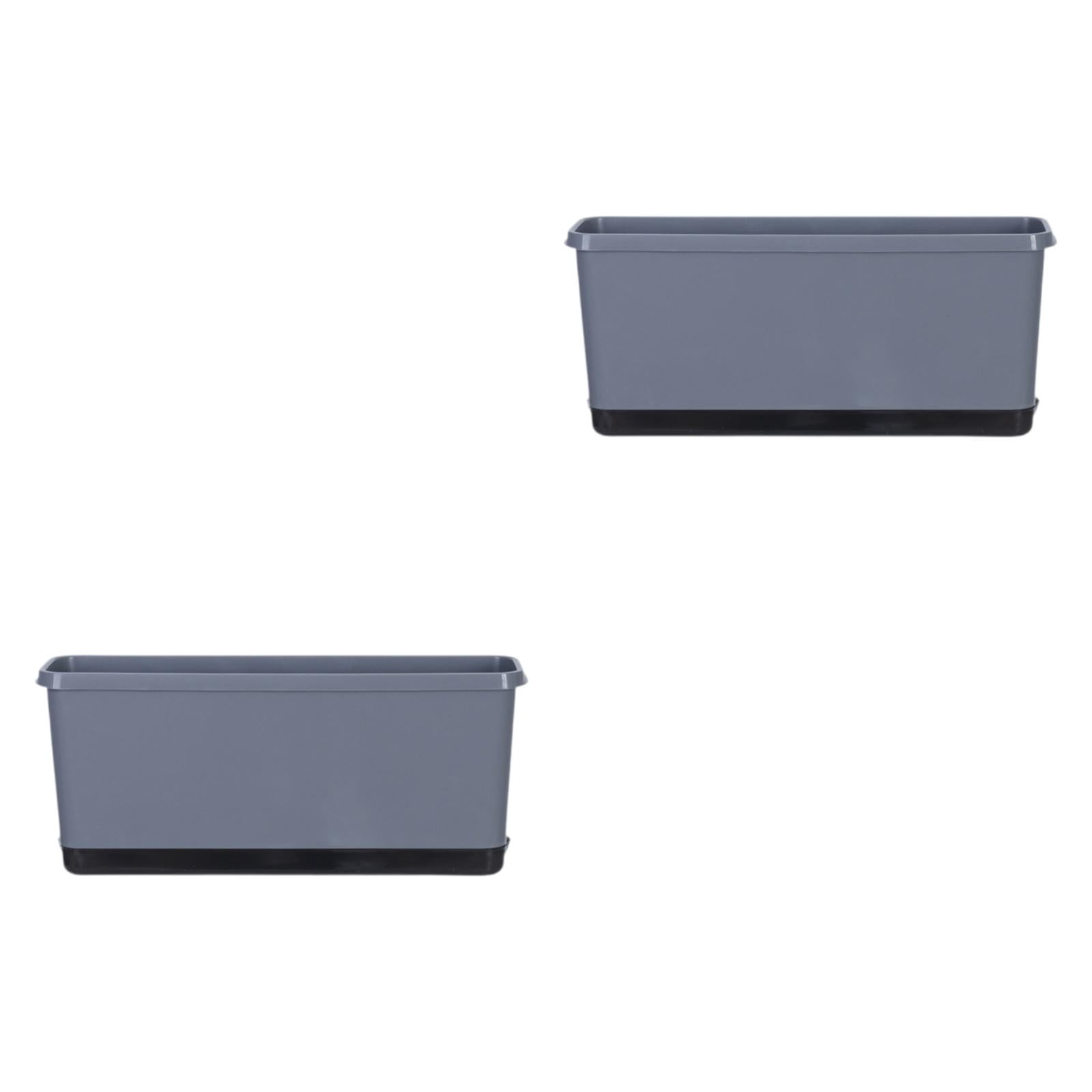 colaxi 2Pcs Window Box Planter Flower Pot with Drainage Holes with Absorbent Cotton Rope Versatile Accessories for Home Porch Sturdy Grey
