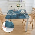 thumbnail image 2 of HAOXIT Floral Print Rectangle Stain Resistant and Waterproof Wine Table Cover for Kitchen Dining Indoor Outdoor Buffet Tabletop Decoration ( Blue) 52*52, 2 of 7
