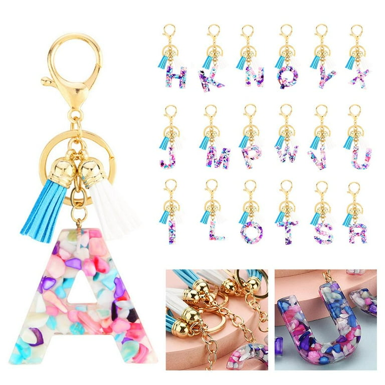 pulunto Alphabet Keychain with Tassel, Initial Letter Couple Key Ring, Bag  Charm Pendant, Key Chain for Bag Key A2R9