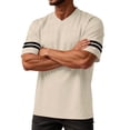 thumbnail image 4 of Domuza Plain Men's Football Jerseys V-Neck Fitness T-Shirts Workout Outfits Casual Party Tops Beige S, 4 of 5