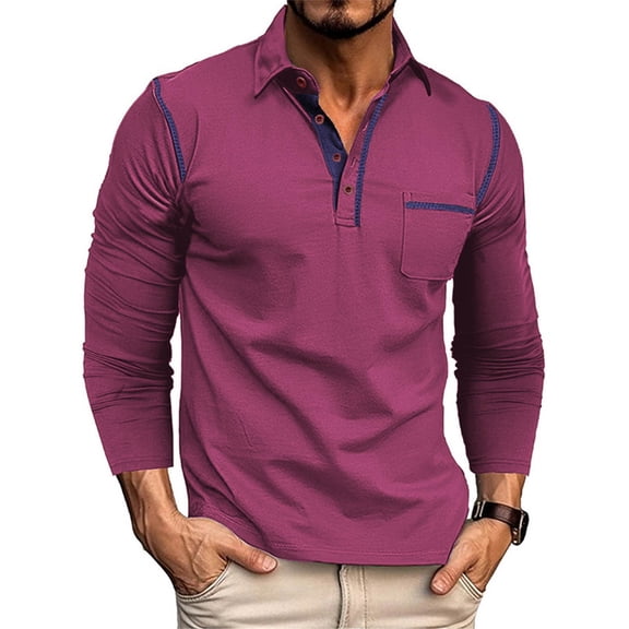 Betivan Men's Henley Shirts Long Sleeve Turndown Collar T-Shirt Casual Stylish Pullover Shirt with Pocket for Outdoor/Daily/Casual/Work