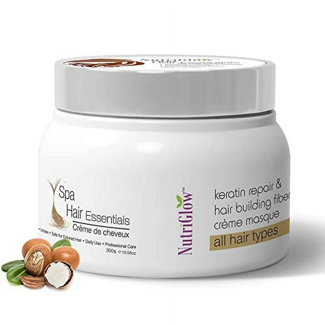 Nutriglow Crème Spa pour Cheveux avec Formule Réparatrice à la Kératine pour Tous Types de Cheveux, Soin Professionnel - 300G