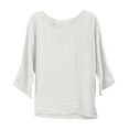 thumbnail image 1 of Blouses Jacquard en Coton et Lin à Manches 3/4 pour Femmes, 1 of 6