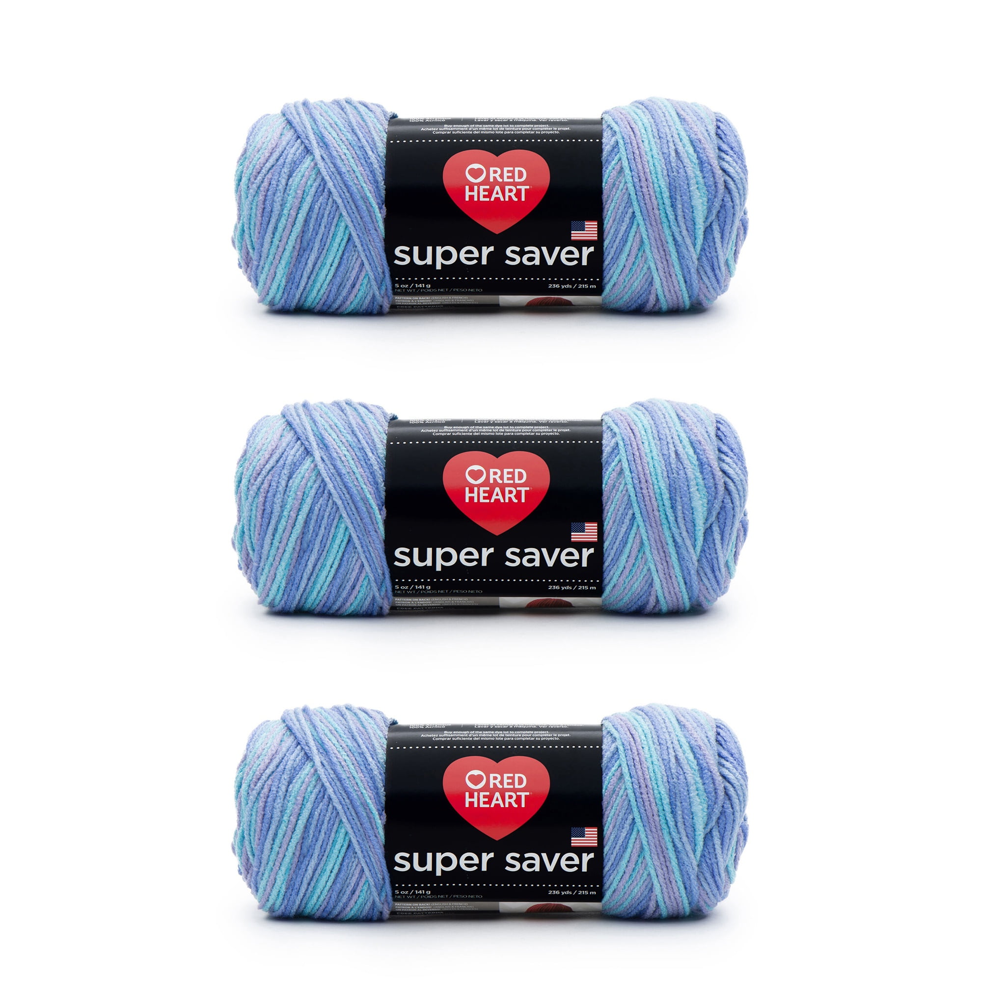 Red Heart Super Saver Ocean Yarn 3 Pack of 141g/5oz Acrylic 4