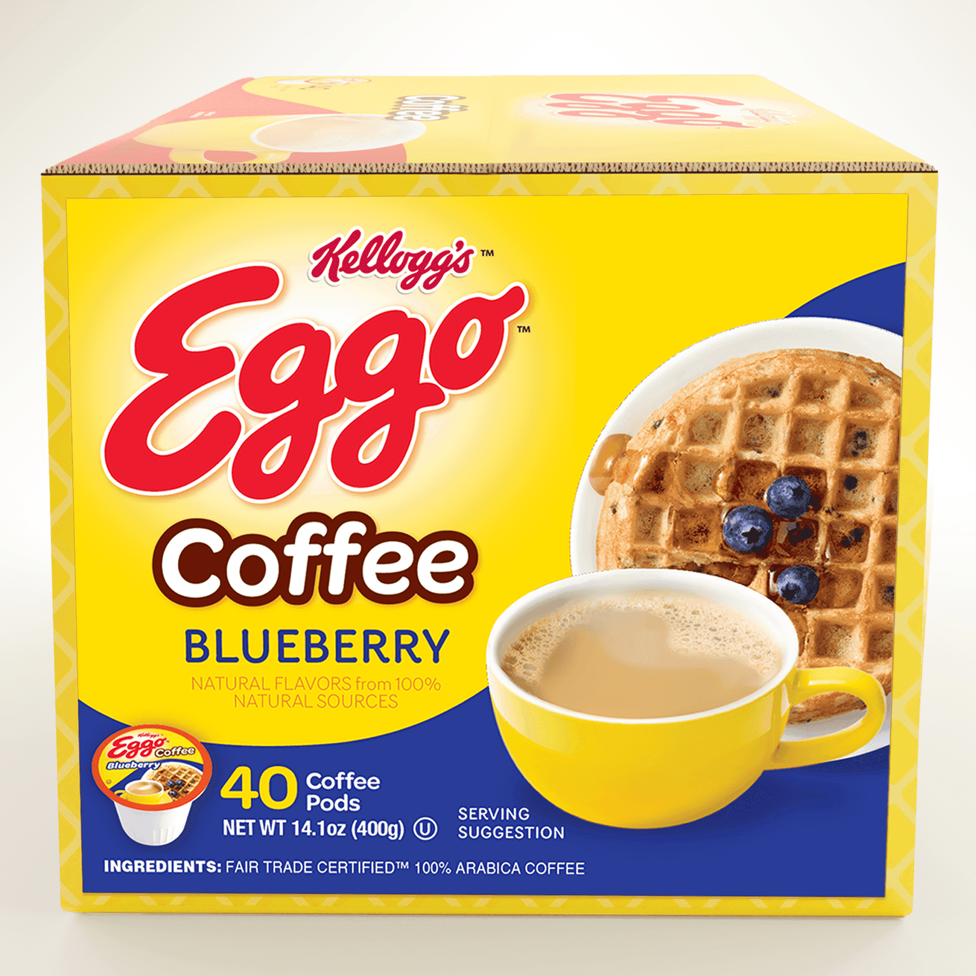 Eggo Beverages Blueberry Waffle Flavored Coffee Pods for Keurig K Cup Brewers, Fair Trade Certified, 40 Count – Fruity and Flavorful Breakfast