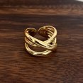 thumbnail image 1 of Anillos de plata de ley 925 para mujeres y hombres, joyería fina, anillo cruzado de oro abierto ajustable para dedo, regalo de cumpleaños para fiesta, 1 of 2