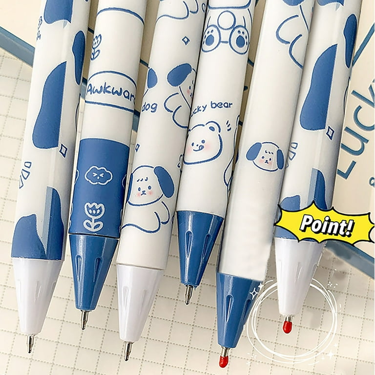 Short Pens Cute Dog Push Pen Cute Neutral Pen Girl Heart Press 0.5 Black  Pen 6PC 5ml Fine Tip Pens for Writing 