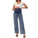 thumbnail image 2 of Jeans de maternidad para mujer INSPIRE CHIC, de mezclilla, pierna recta, con puños, alta elasticidad, sobre el vientre, pantalones para embarazadas, casuales para el trabajo, XXL, azul retro, 2 of 6