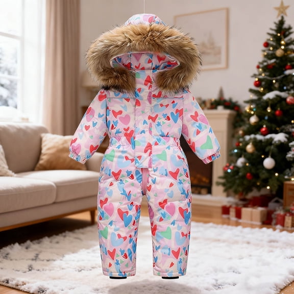 ATOGUTA Girls Snow Suit Winter Outdoor Overalls Snowboarding Ski Jackets Ski Suit Size 1T-6, Purple