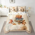 thumbnail image 2 of Manfei Rustic Farmhouse Cabin Bedding Comforter Set 7pcs,Autumn Fall Pumpkin King Bedding Sets,Halloween Theme Bed Sheets,Ultra Soft Room Decor Reversible, 2 of 7