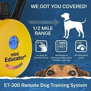 E-Collar ET‑300 Mini Educator Remote Humane Dog Training Collar Bundle – Yellow – ½‑Mile Waterproof E‑Collar + PetsTEK Clicker, 100 Levels