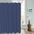 thumbnail image 3 of Fabric Shower Curtain, Navy Blue and White Striped Geometric Shower Curtains with 12 Hooks Waterproof Machine Washable Bath Curtains for Bathroom, 72 x 96in, 3 of 6