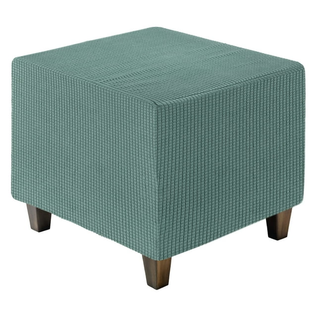 Funda de otomana cuadrada, funda de otomana jacquard con fondo elástico para sala de estar (Verde, tamaño pequeño)