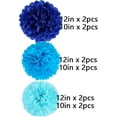 thumbnail image 2 of LQQBOX Blue Tissue Paper Pom Poms Decorations 10 inch and 12 inch,12 Piece Set for Gender Reveal or Shower Birthday Party Hanging Decor, 2 of 7