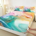 thumbnail image 3 of Feelyou Luxury Abstract Ombre Twin Sheet Sets, Modern Art Stripes Twin Fitted Sheet, Chic Marbling Stripes Flat Sheet, Ultra Soft Bedroom Decor, 3-Piece, 3 of 7