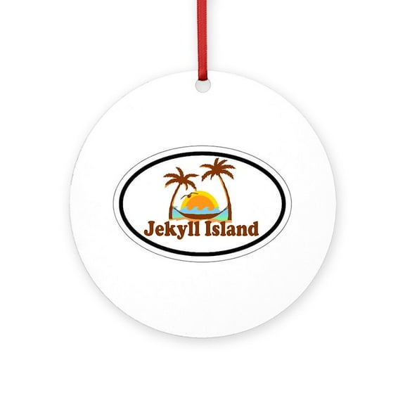 CafePress - Jekyll Island GA Oval Design. -  Round Wood Ornament 4"