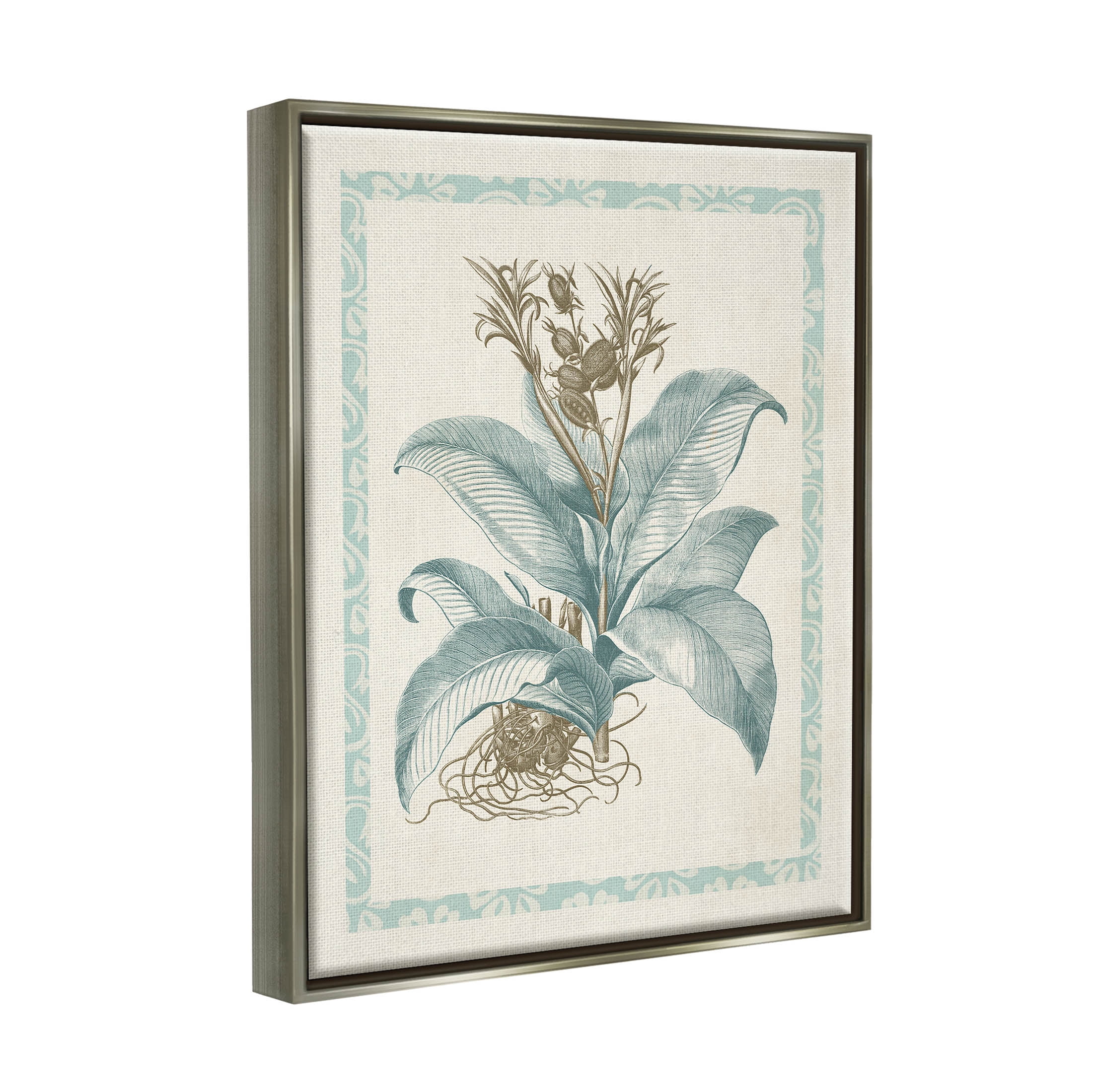 Stupell Industries Detailed Wild Herb Flower Graphic Art Luster Gray Floating Framed Canvas Print Wall Art, Design by Vision Studio