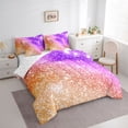 thumbnail image 2 of jejeloiu Purple Orange Sparkling Print 7pcs Bedding Comforter Set Kids,Multicolor Aesthetic Art Queen Bedding Sets For Girls,Reversible, 2 of 7