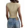 thumbnail image 3 of Womens Deep V Neck Crop Tank Tops Going Out Crop Top Sleeveless Slim Fit Y2k Summer Tops Yellow L, 3 of 7