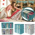 thumbnail image 1 of Foldable Storage Bag with Transparent Window | Large Capacity Clothes Organizer for Home Closet | Portable Non-Woven Fabric Container with Double Zipper | 61x33x31cm Gray or Blue, 1 of 5