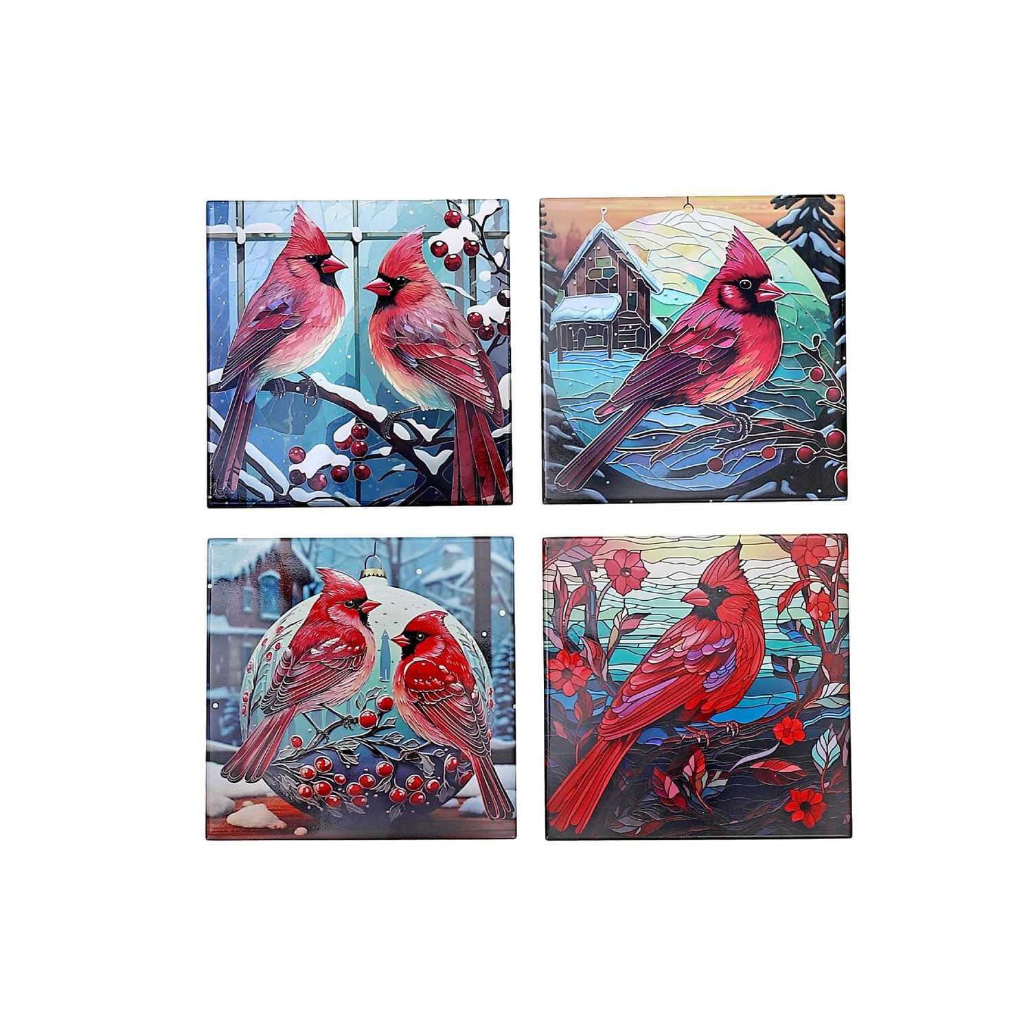 Dessous De Plat Carré En Céramique Cardinal - Lot De 4