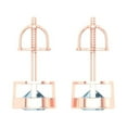 thumbnail image 4 of 2 ct Screw-Back Stud Earrings for Women | 6.5mm Round Cut Simulated Blue Diamond | 14K Rose Gold, 4 of 5