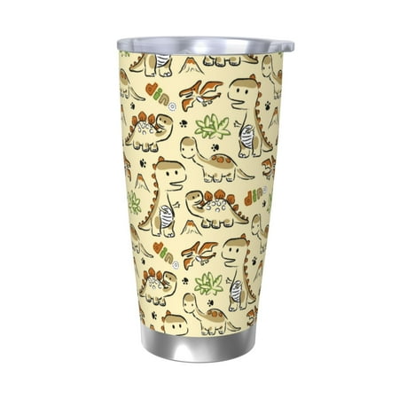 

Zeuib Cartoon Dinosaurs Printed 20oz Stainless Steel Insulated Car Cup Stainless Steel Thermal Cup Vacuum Insulated Leak-proof Travel Mug Cup-Without Straw