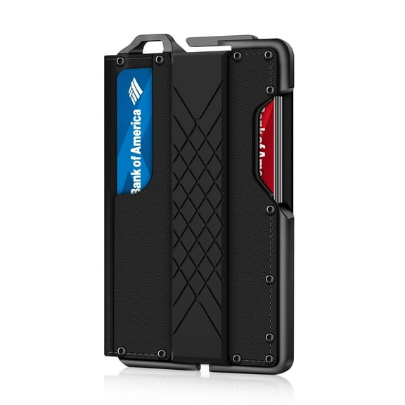 ENIGMA Men's RFID Blocking Leather Tactical Wallet, Minimalist Bifold Card Holder Front Pocket Wallet for Men - Black