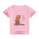 thumbnail image 3 of Ropa de verano unisex para niños, camiseta de princesa con bonitos dibujos animados para niño y niña, estética divertida, cuello redondo, manga corta blanca, 3 of 5