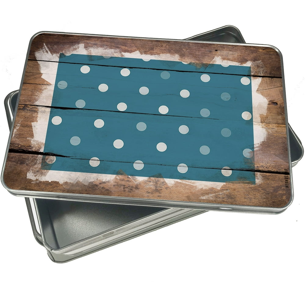 Christmas Cookie Tin Blue dotted pattern for Gift Giving
