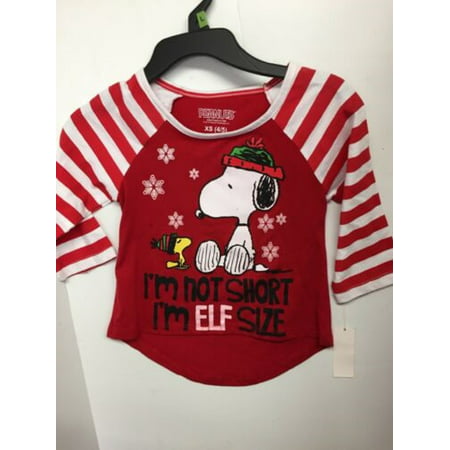 Boys Girls Peanuts Christmas HOLIDAY Elf Shirt Size Medium 7/8, Elf Size Snoopy,