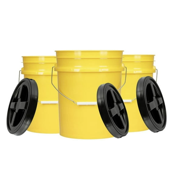5 Gallon Plastic Bucket Pail Food Grade BPA Free , Screw on Gamma lid ( 3 Pack)