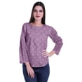 thumbnail image 2 of Moomaya Printed Button Placket Full Sleeve Top Round Neck WoMen's Casual Summer Tunic, 2 of 6
