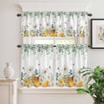 thumbnail image 2 of 3 Piece Kitchen Curtains and Valances Set Eucalyptus Leaves Cafe Curtains 24 Inch Length Daisy Flower Spring Watercolor Country Floral Bee Valance & Tier Curtain for Living Room 54"x18"+27"x24"*2, 2 of 6