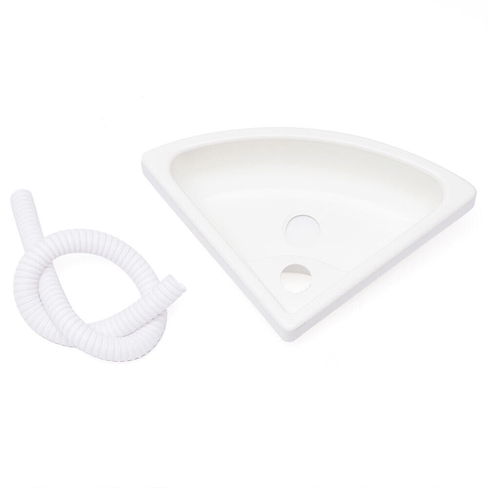 Wall Mount Corner Bathroom Sink White Acrylic Triangle Sink With Faucet Vanity Single Bowl Sink for Boat Caravan Rv Camper Kitchen Bathroom Lavatory