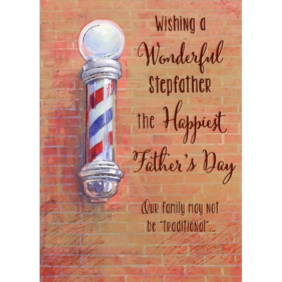 Designer Greetings Red, White and Blue Barber Shop Pole Father's Day Card for Stepfather