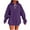 Purple, variant on Yangnuo Fall Winter Solid Color Loose Comfy Hoodies for Women Women's Casual Loose Solid Color Pocket Long Sleeved Hooded Sweatshirt Top