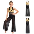 thumbnail image 3 of Aislor Girls Gymnastics Jumpsuit Dance Competition Outfit for Figure Skating Cha-cha Sporty Wear Jazz Clothing Yellow 12, 3 of 7