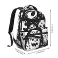 thumbnail image 2 of Fotbe Black White Spooky Ghosts Mochila Casual con Estampado para Escuela, Viajes y Actividades al Aire Libre - Duradera, Ligera y Cómoda, 2 of 5