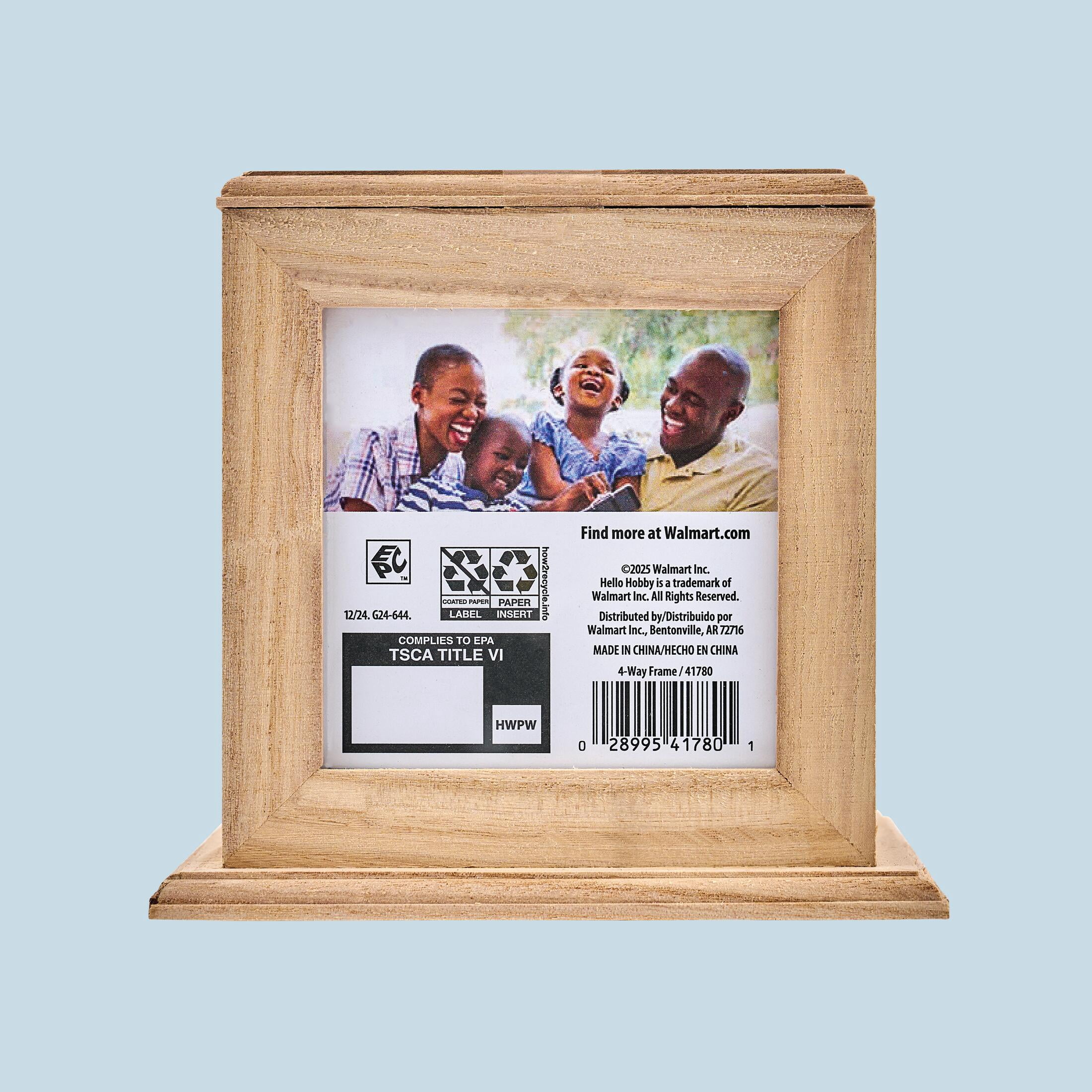 Hello Hobby Wood 4 Way Memory Frame, 5.75" x 5.75" x 5.5"