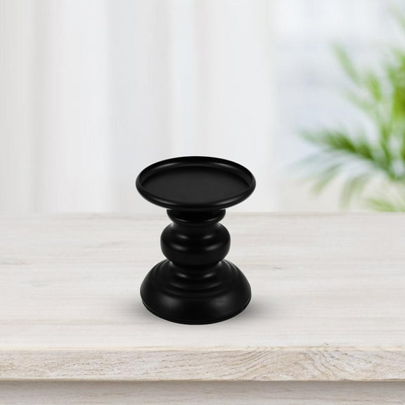 SOPOTUTU Black Iron Candle Holder Vintage Metal Pillar Stand for Living Room Home Decor and Table Centerpiece